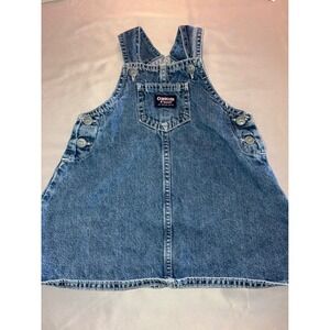 Vintage OshKosh Bgosh‎ Denim Jean Button Front Dress Overalls Girls Kids 24M